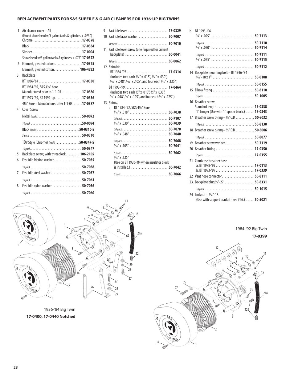 S&S Cycle Super E and G Series Shorty Carburetors User Manual | Page 28 / 36