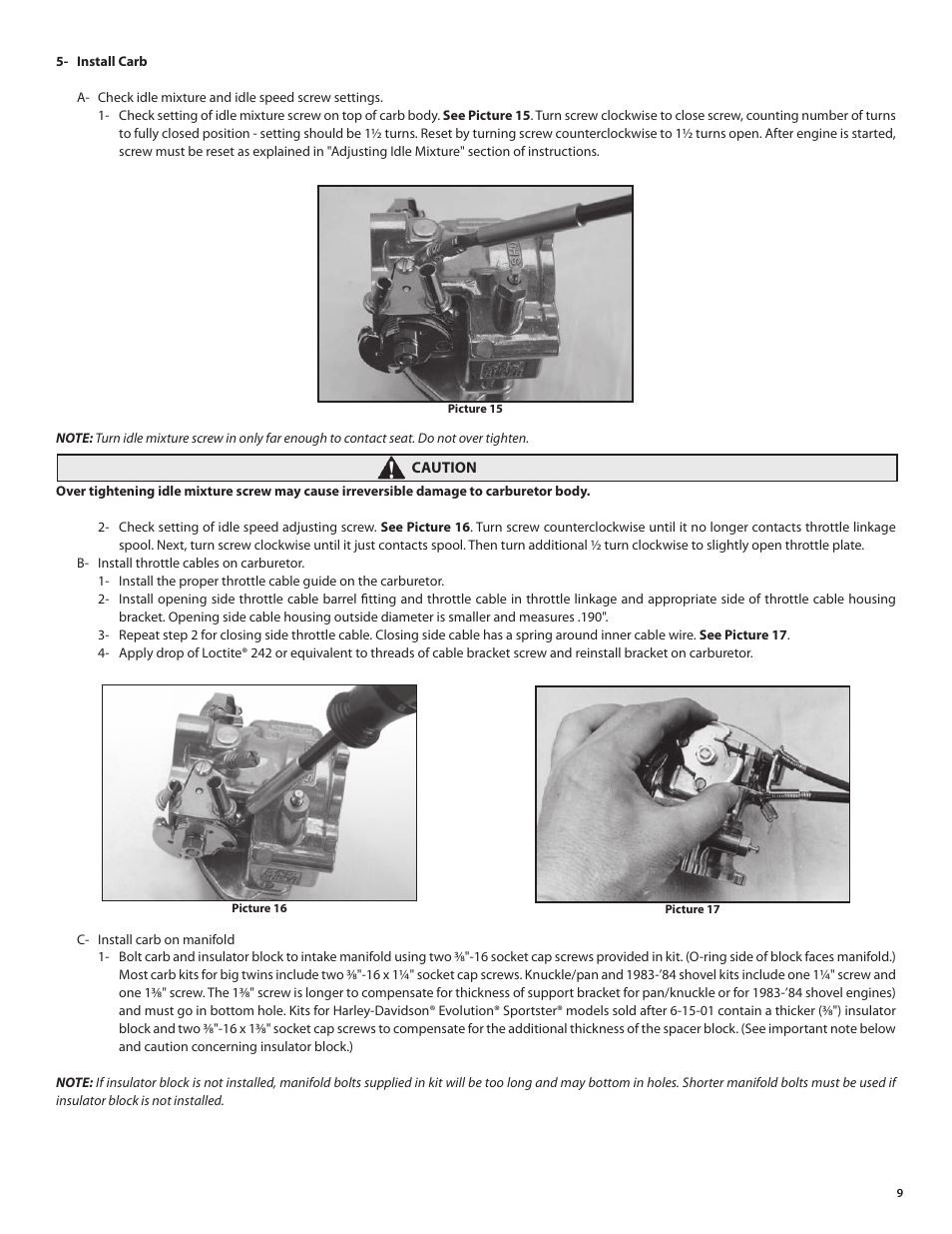 S&S Cycle Super E and G Series Shorty Carburetors User Manual | Page 9 / 36