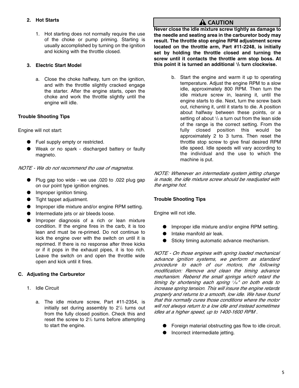 Caution | S&S Cycle TWO THROAT Carburetor (Serial E1190 & Higher) User Manual | Page 5 / 12