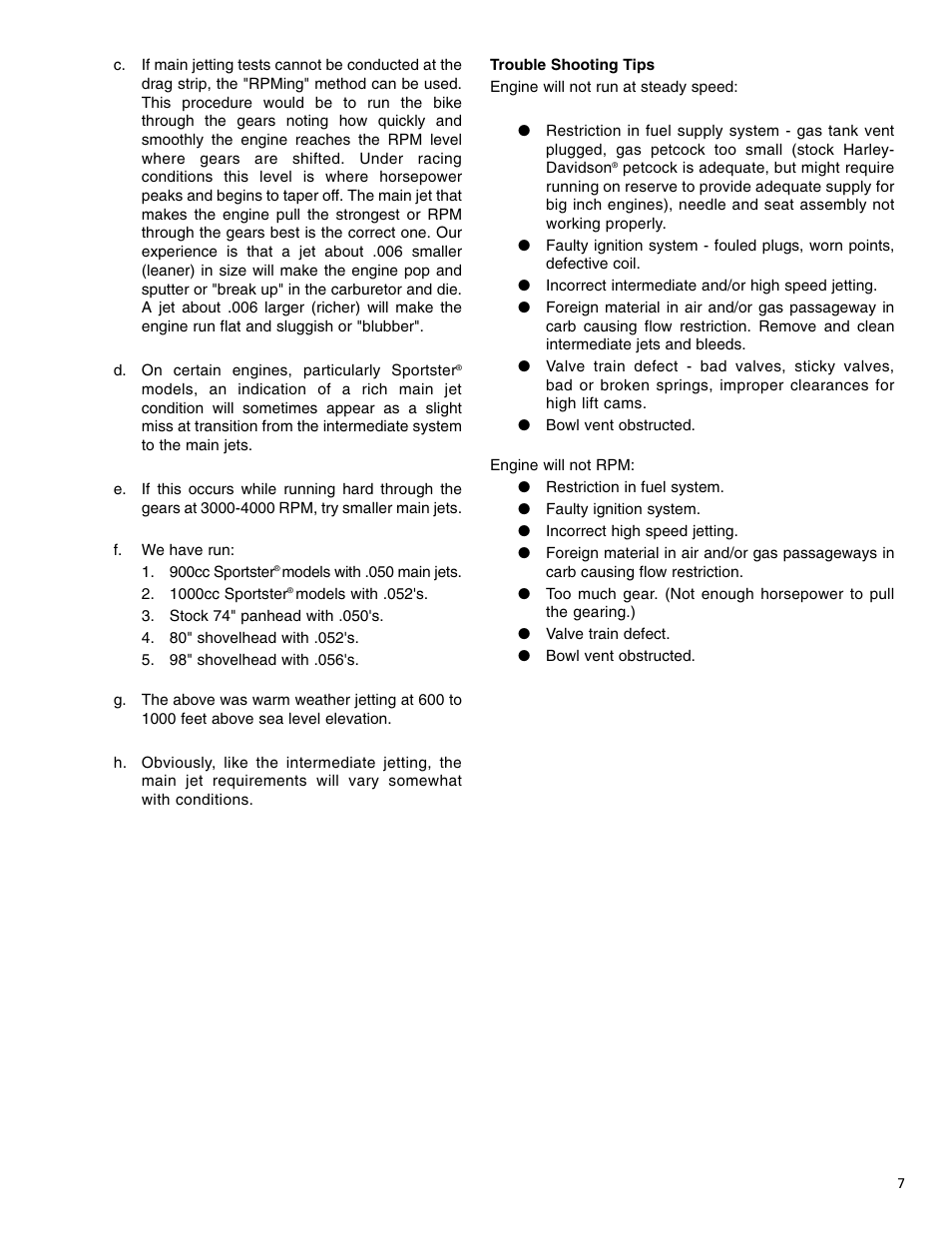S&S Cycle TWO THROAT Carburetor (Serial E1190 & Higher) User Manual | Page 7 / 12
