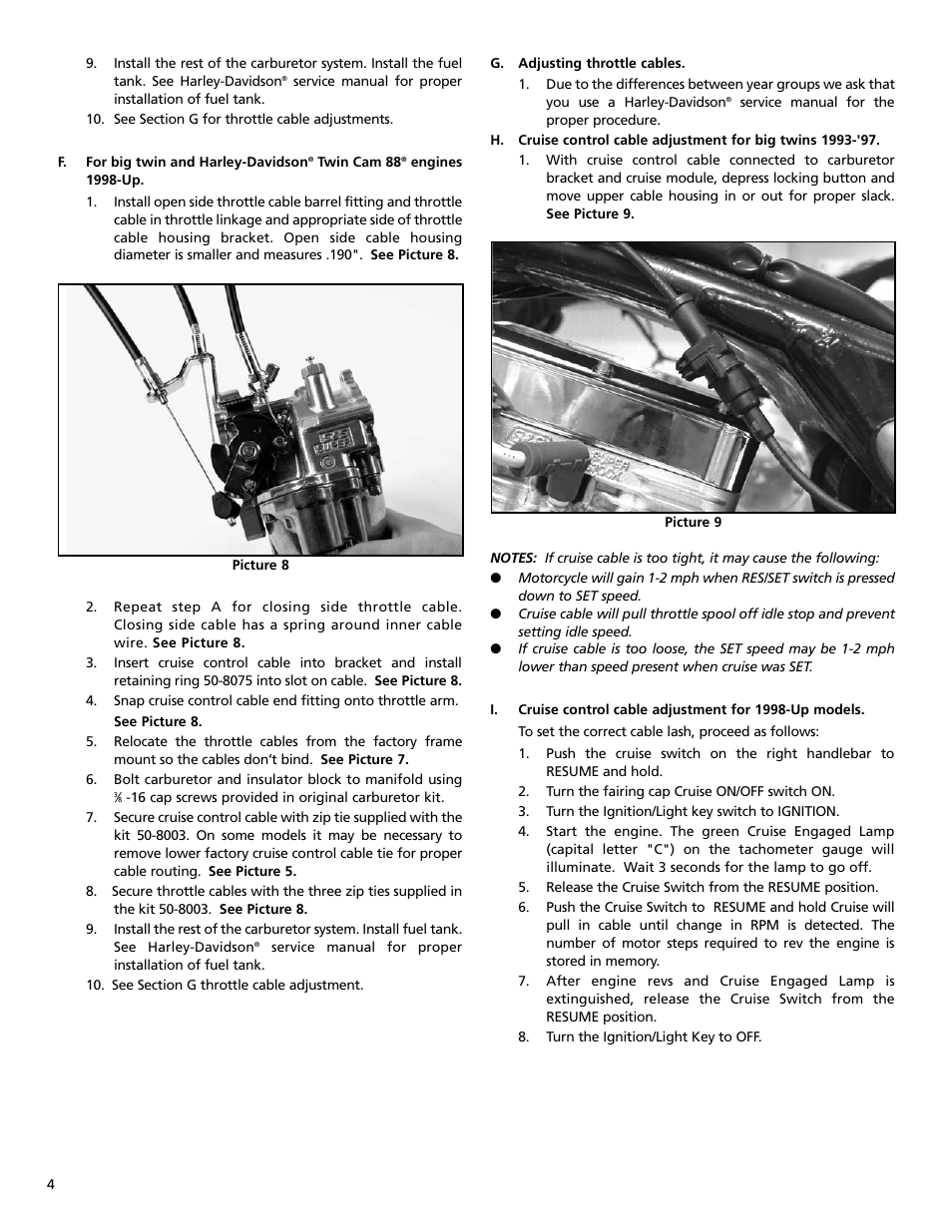 S&S Cycle Cruise Control Brackets for Super E & G Carburetors User Manual | Page 4 / 4