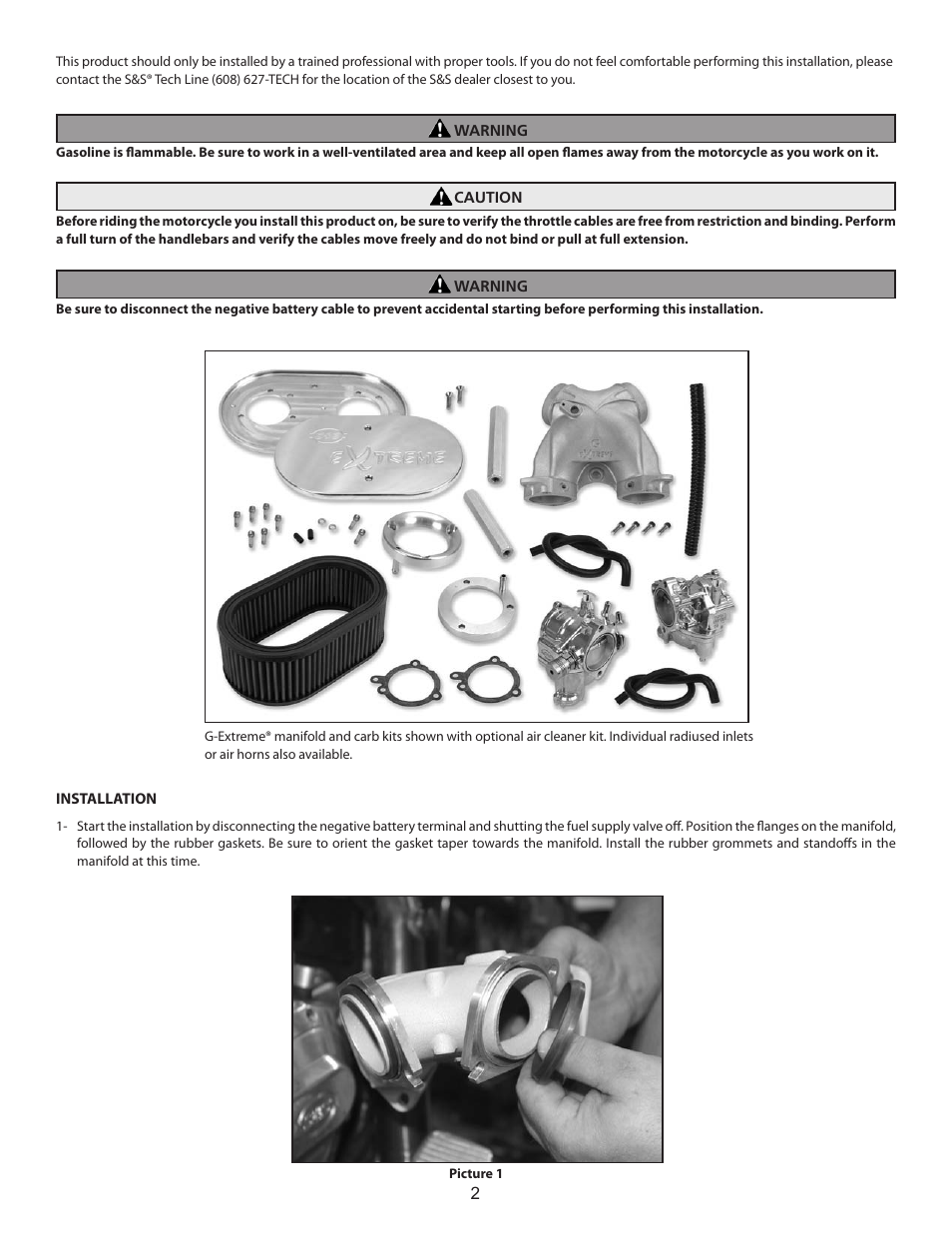 S&S Cycle G-Extreme Dual Carb Kit User Manual | Page 2 / 8