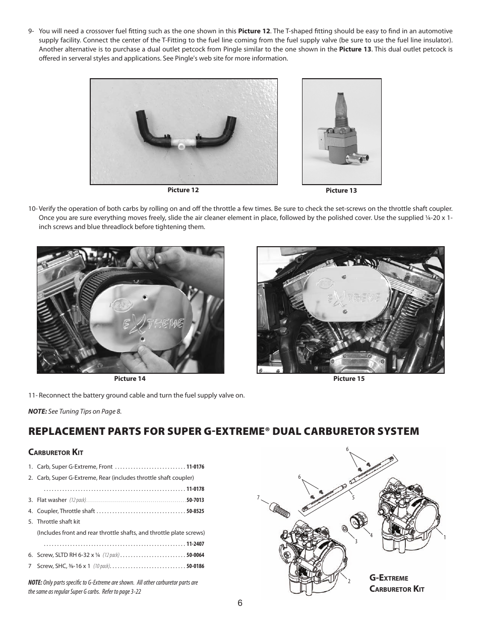 S&S Cycle G-Extreme Dual Carb Kit User Manual | Page 6 / 8