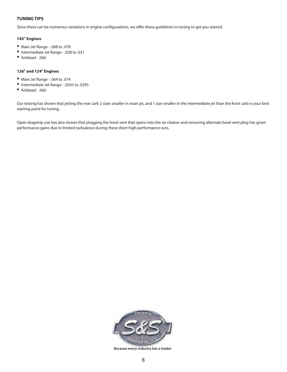 S&S Cycle G-Extreme Dual Carb Kit User Manual | Page 8 / 8