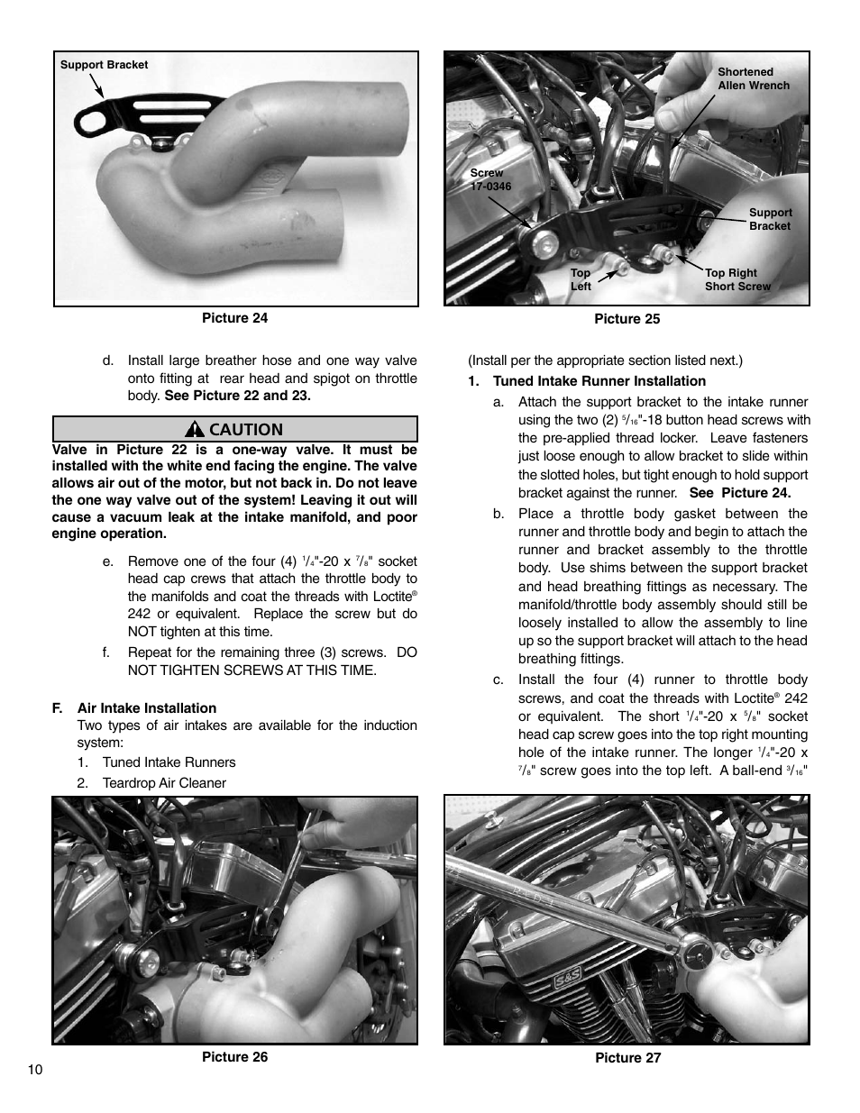 Caution | S&S Cycle VFI Induction System User Manual | Page 10 / 16