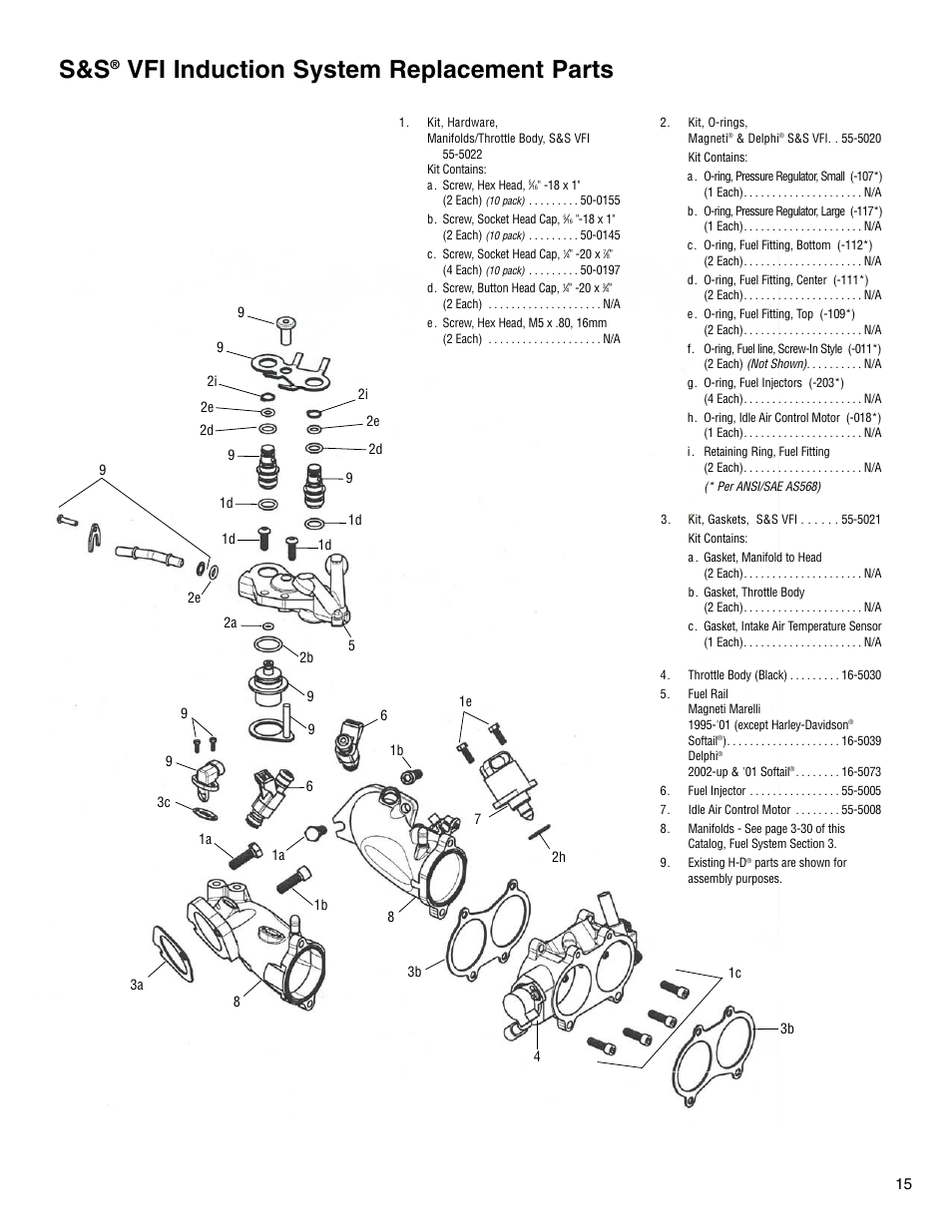 Vfi induction system replacement parts | S&S Cycle VFI Induction System User Manual | Page 15 / 16