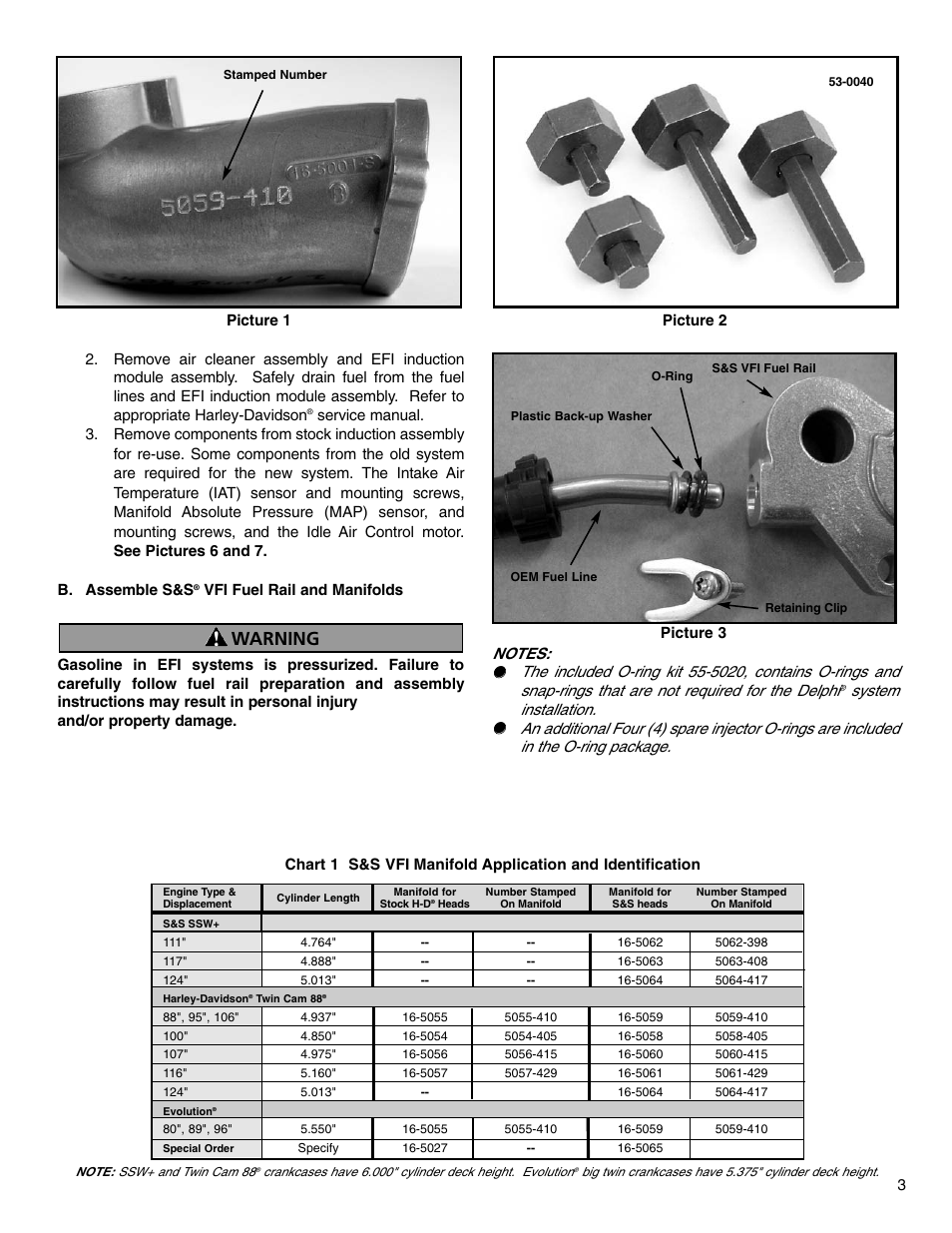 Warning | S&S Cycle VFI Induction System User Manual | Page 3 / 16