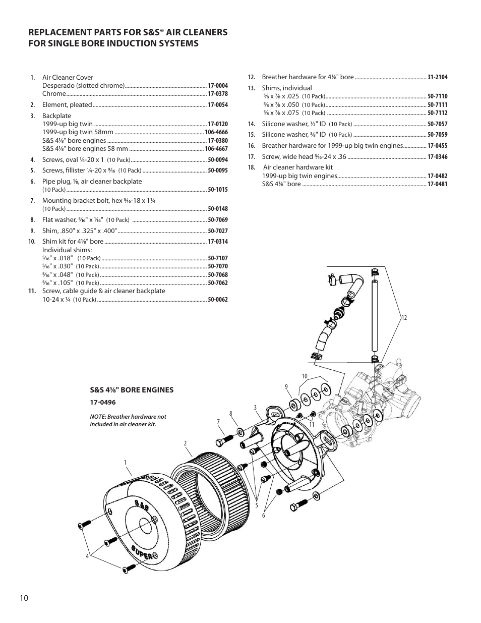 S&S Cycle Single Bore Induction Systems User Manual | Page 10 / 12