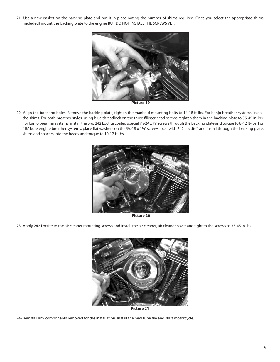 S&S Cycle Single Bore Induction Systems User Manual | Page 9 / 12