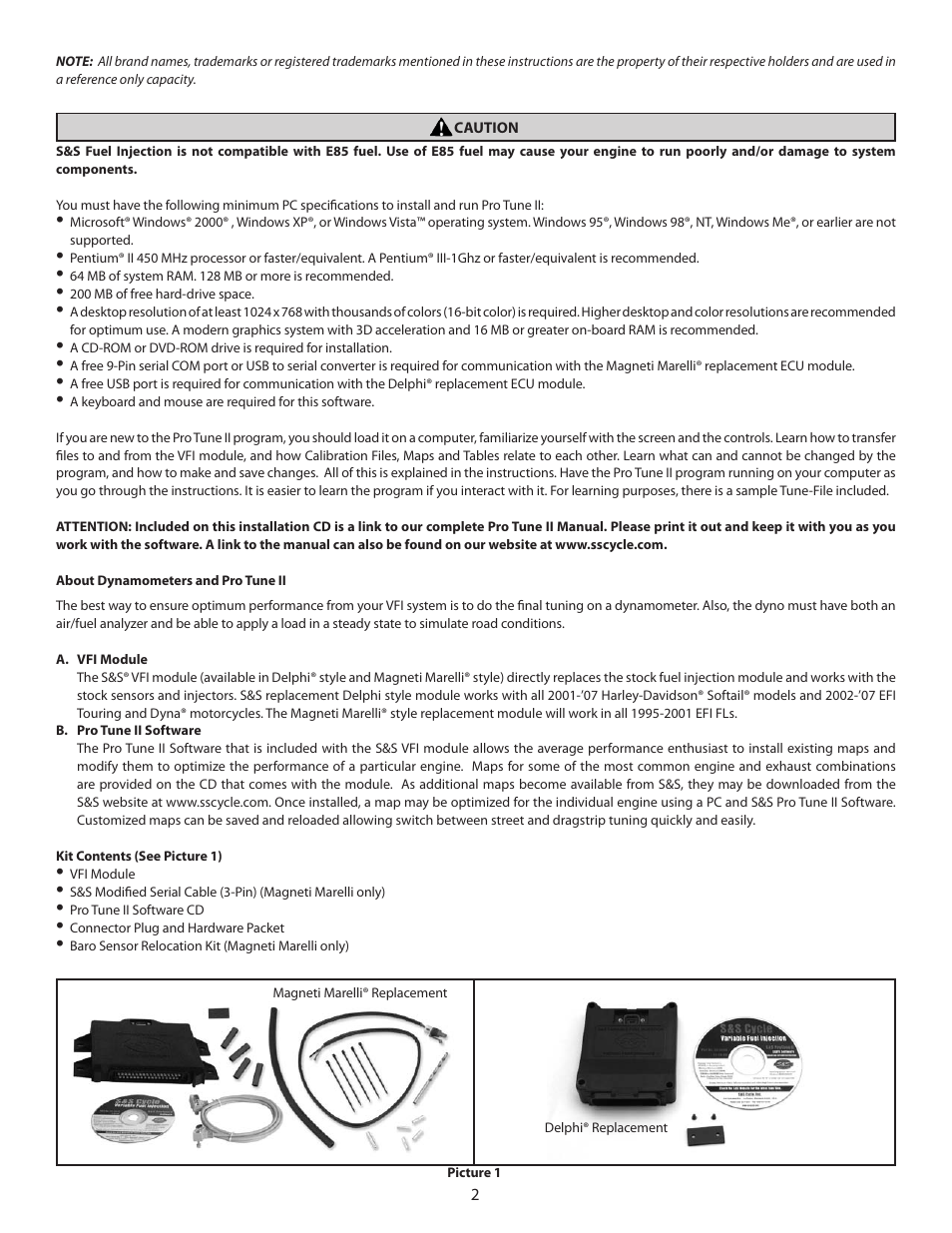 S&S Cycle VFI Module and Pro Tune II Software User Manual | Page 2 / 16