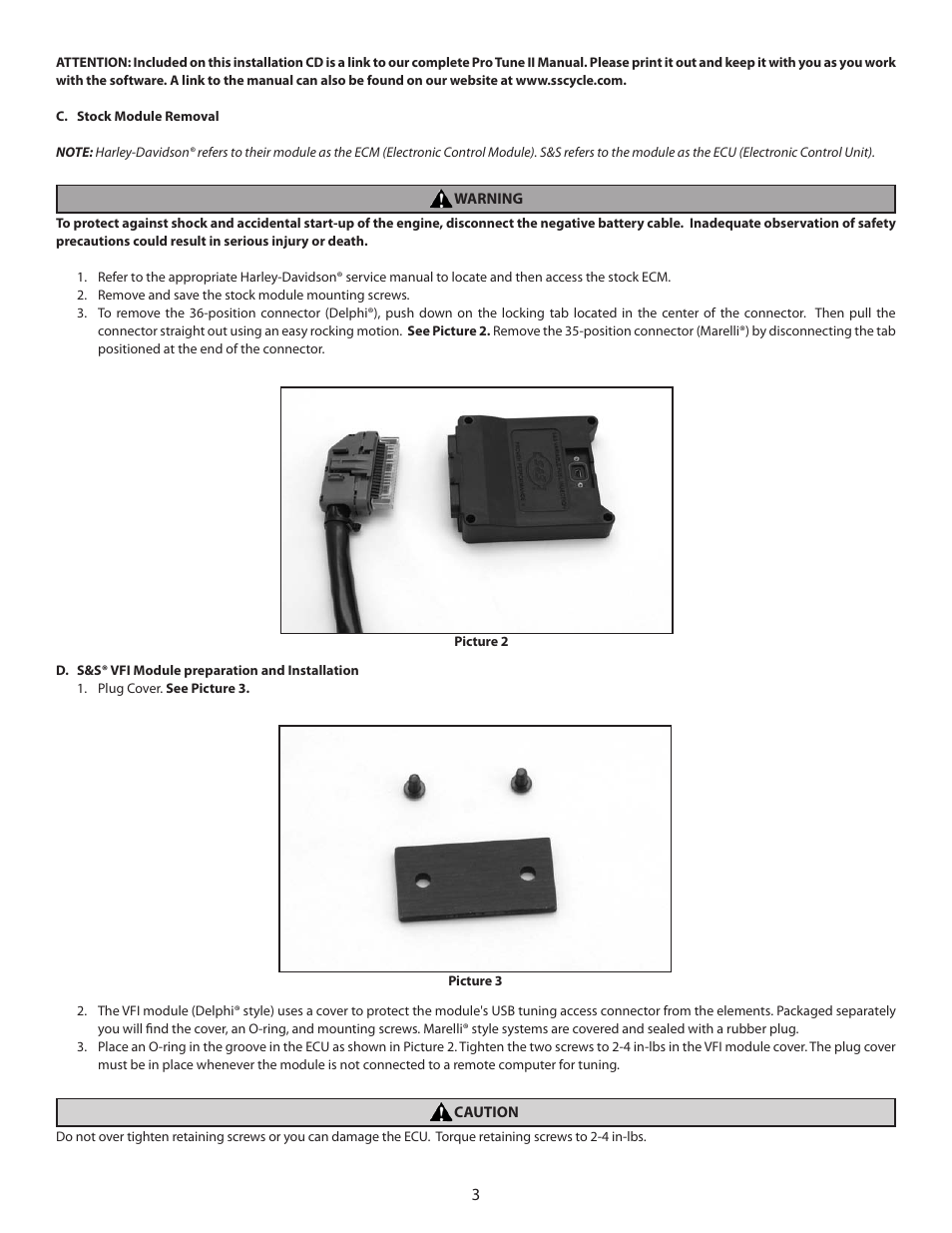 S&S Cycle VFI Module and Pro Tune II Software User Manual | Page 3 / 16