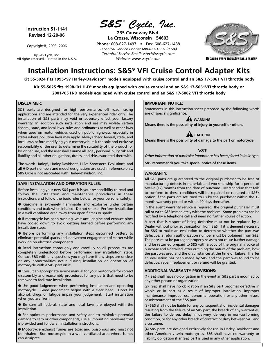 S&S Cycle VFI Cruise Control Adapter Kits User Manual | 4 pages