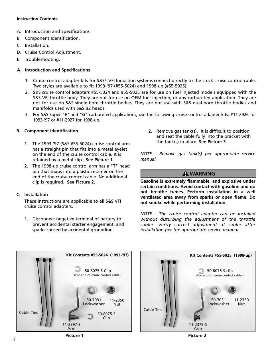 Warning | S&S Cycle VFI Cruise Control Adapter Kits User Manual | Page 2 / 4