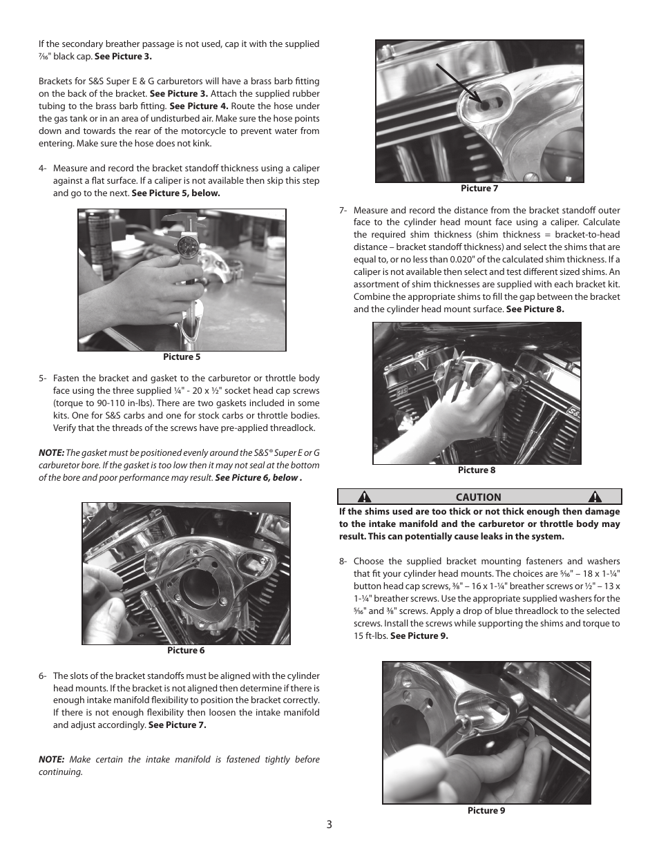 S&S Cycle Single Bore Tuned Induction System User Manual | Page 3 / 7