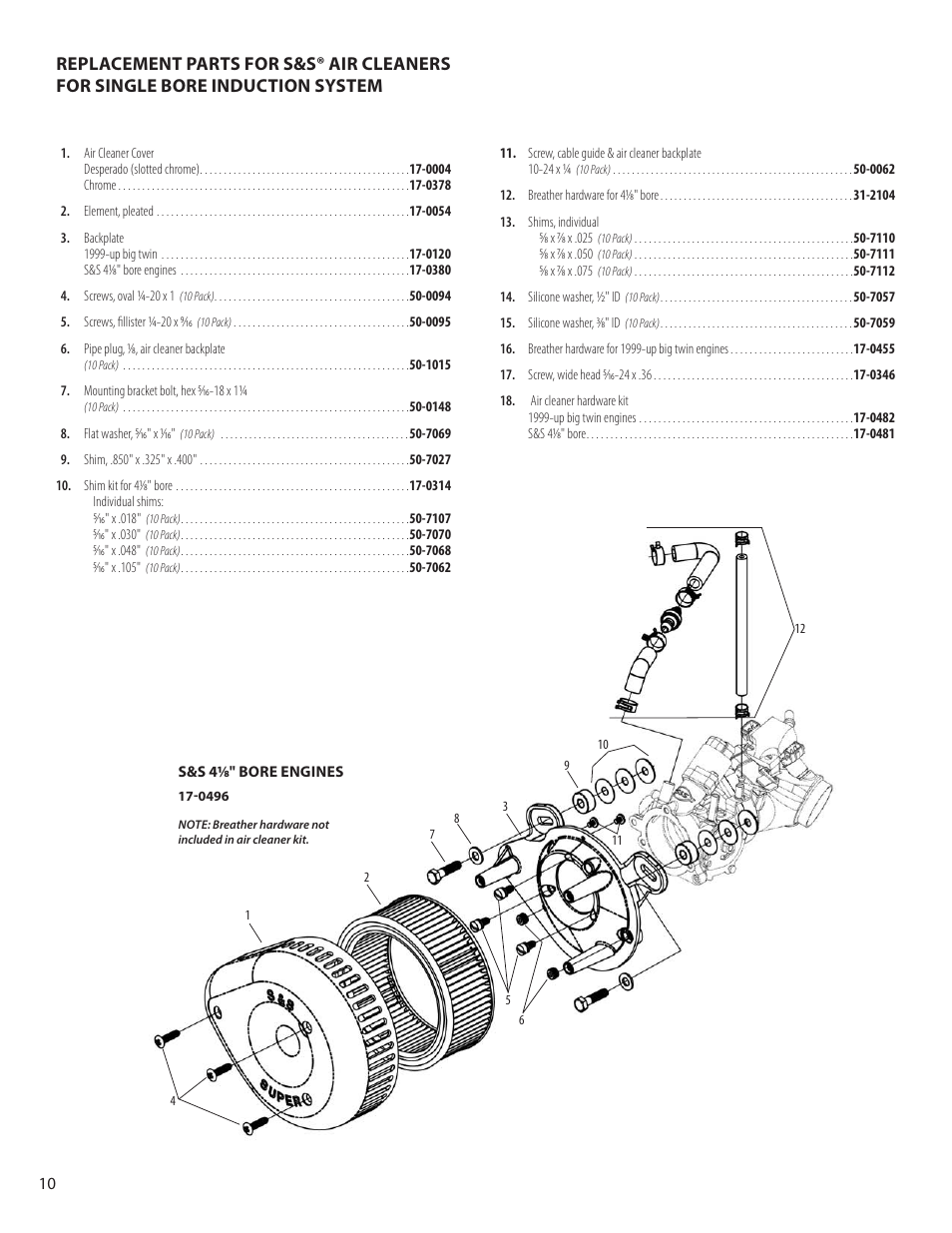 S&S Cycle Single Bore Induction System User Manual | Page 10 / 12