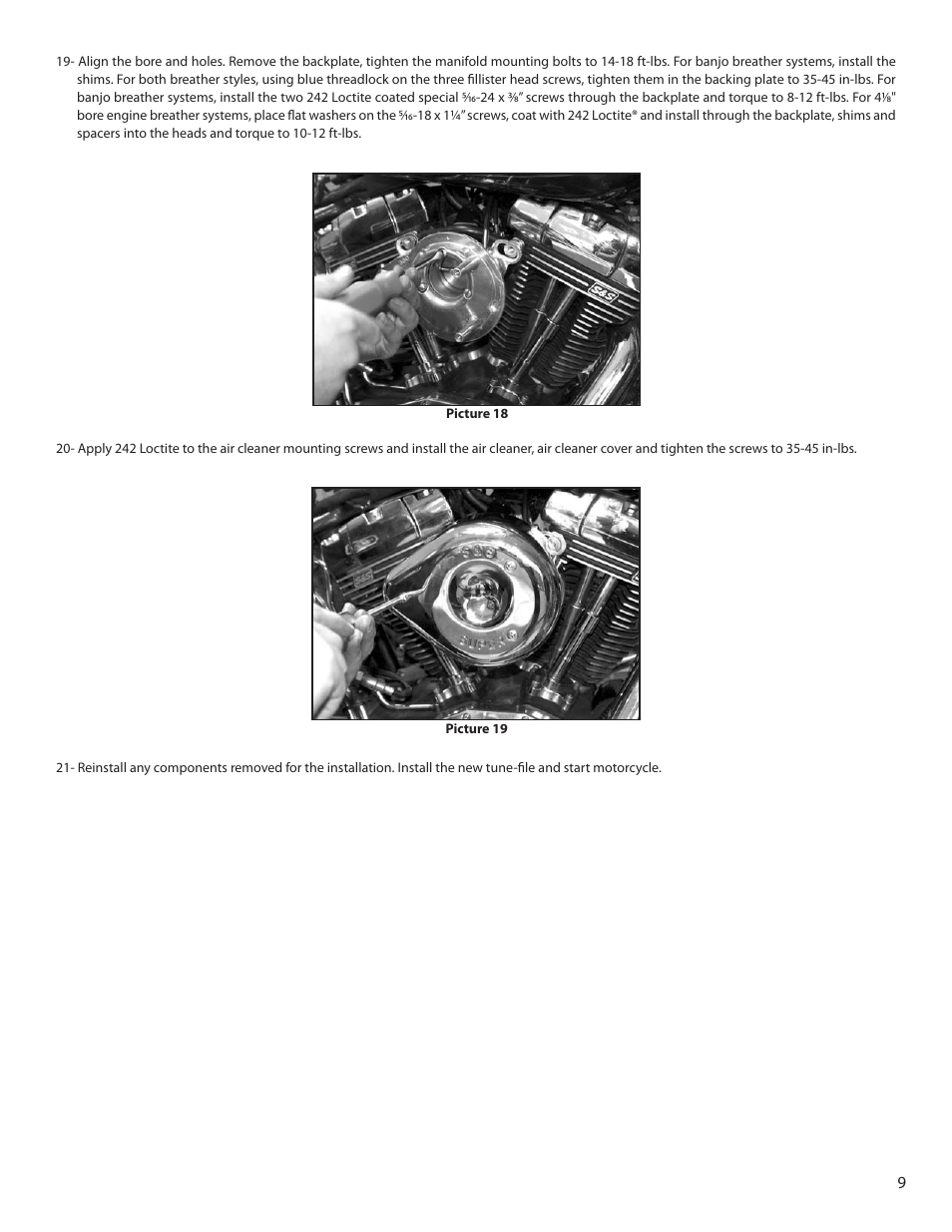 S&S Cycle Single Bore Induction System User Manual | Page 9 / 12