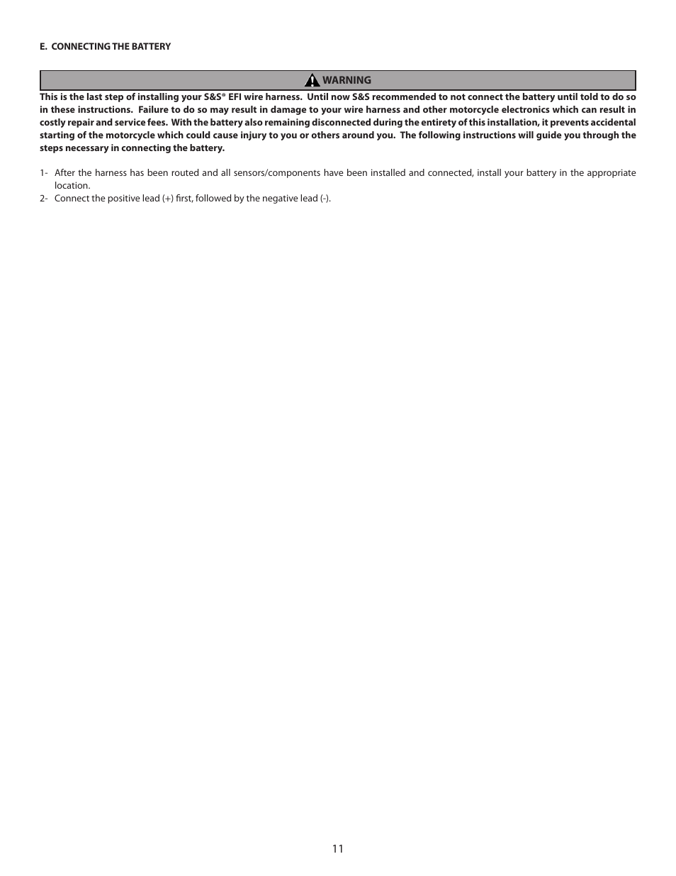 S&S Cycle EFI Wire Harness for Custom Frame Applications Using S&S Fuel Injected Engines and Delphi Style Modules User Manual | Page 11 / 16