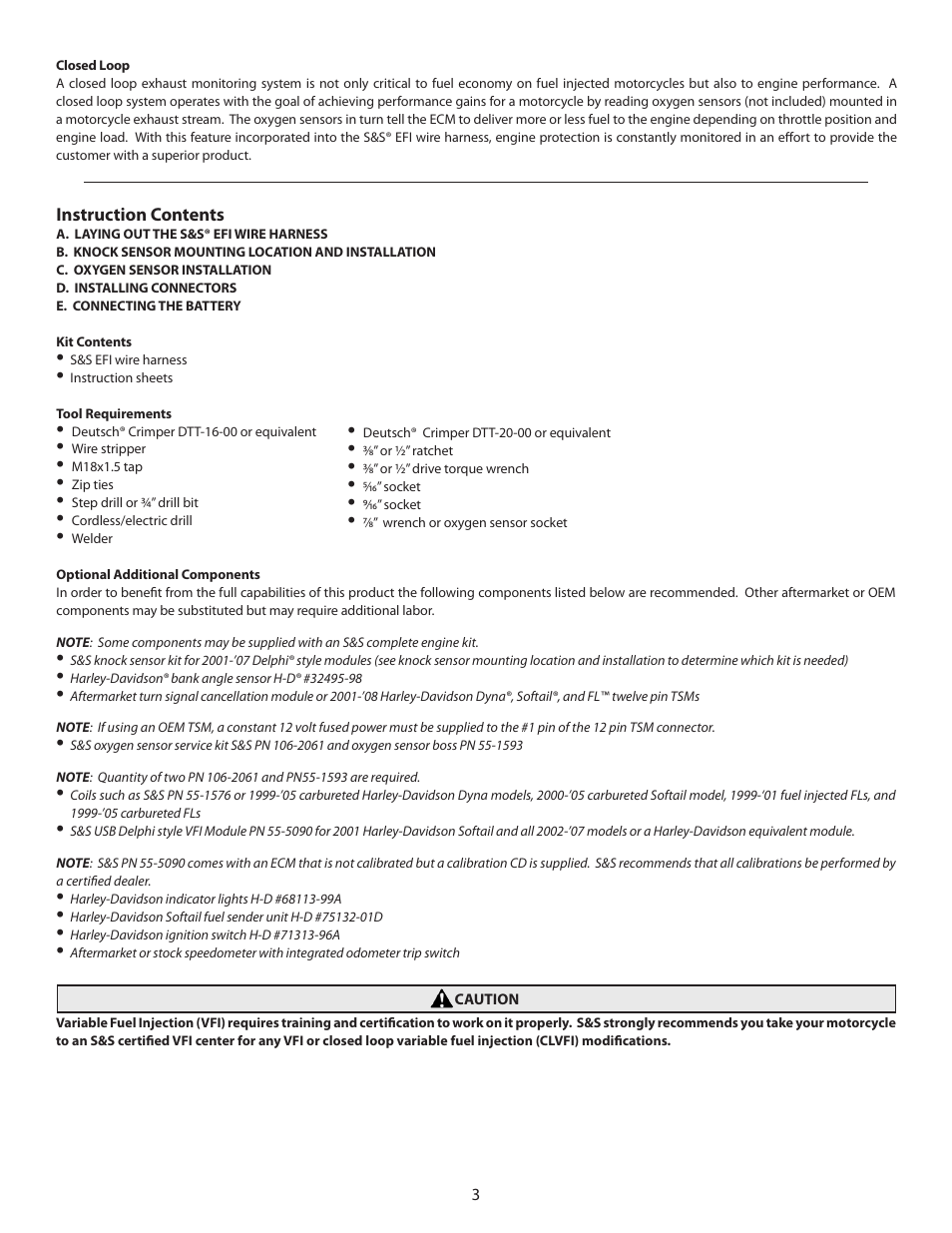 S&S Cycle EFI Wire Harness for Custom Frame Applications Using S&S Fuel Injected Engines and Delphi Style Modules User Manual | Page 3 / 16