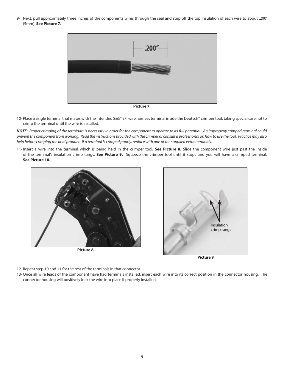 S&S Cycle EFI Wire Harness for Custom Frame Applications Using S&S Fuel Injected Engines and Delphi Style Modules User Manual | Page 9 / 16