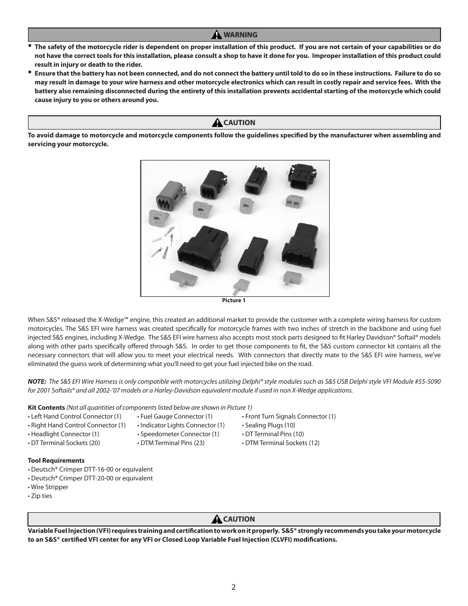 S&S Cycle Custom Connector Kit for the S&S EFI Wire Harness User Manual | Page 2 / 4