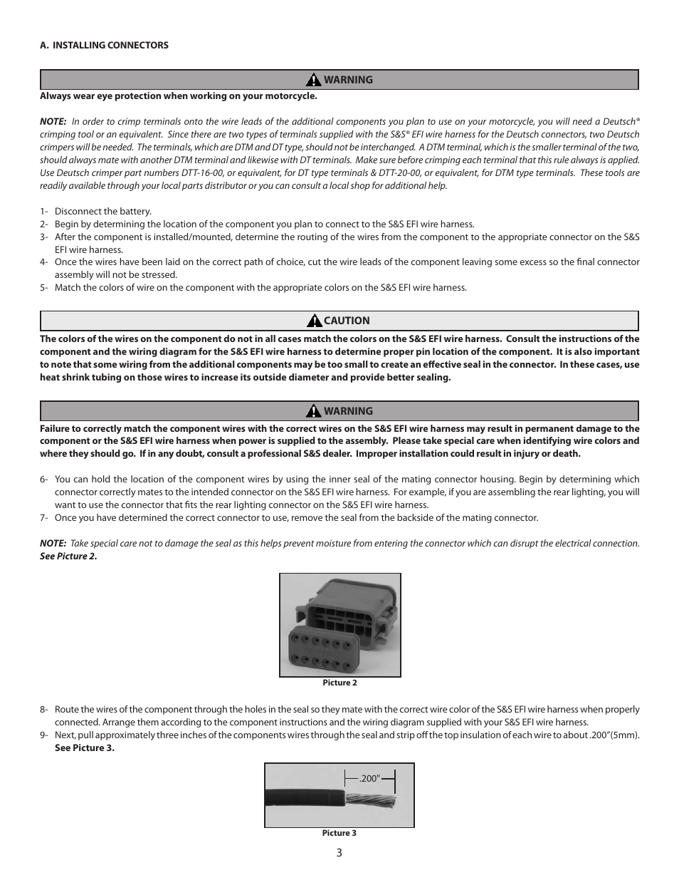 S&S Cycle Custom Connector Kit for the S&S EFI Wire Harness User Manual | Page 3 / 4