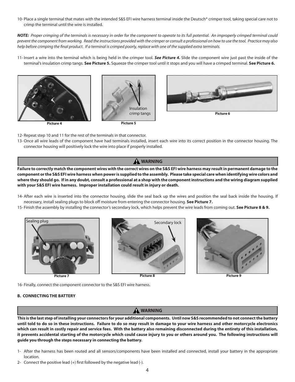 S&S Cycle Custom Connector Kit for the S&S EFI Wire Harness User Manual | Page 4 / 4