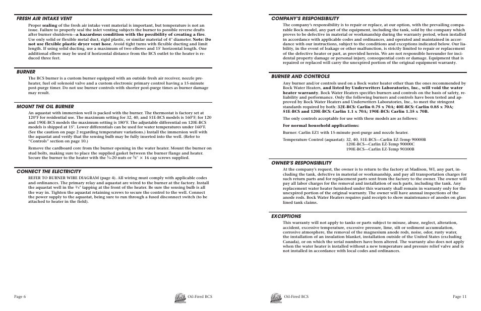 BCS Oil-Fired User Manual | Page 11 / 16