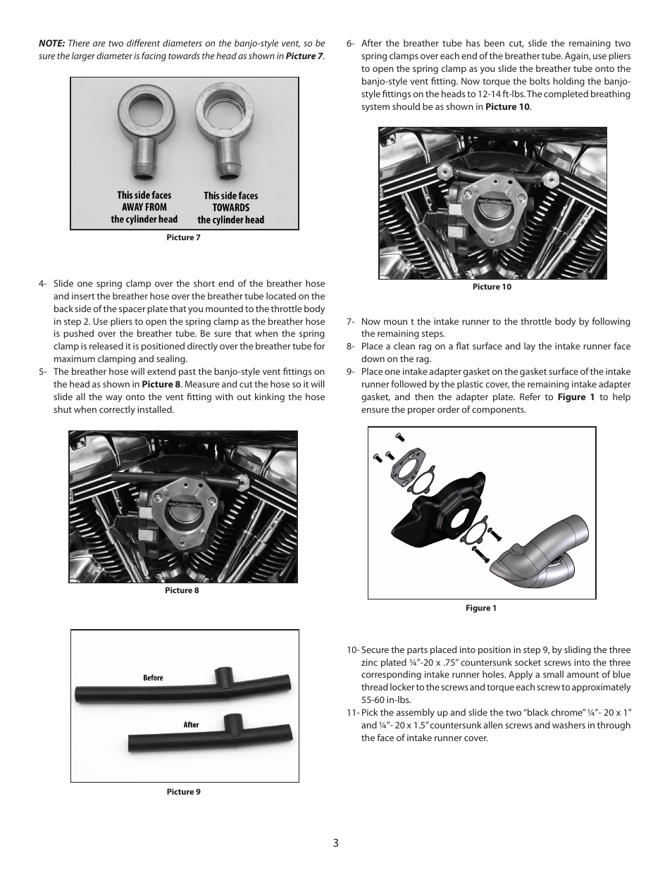 S&S Cycle Single Bore Tuned Induction Kit for 2008-Up Touring Models with Electronic Throttle Control User Manual | Page 3 / 5