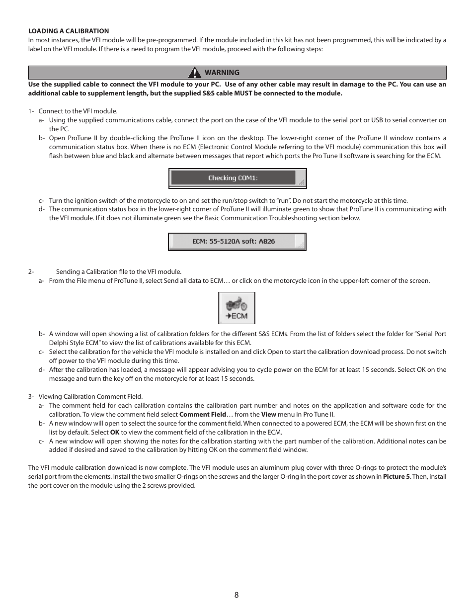 S&S Cycle Serial Delphi Style VFI (Variable Fuel Injection) Module and ProTune II Software User Manual | Page 8 / 14