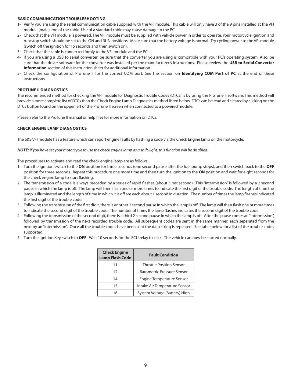 S&S Cycle Serial Delphi Style VFI (Variable Fuel Injection) Module and ProTune II Software User Manual | Page 9 / 14