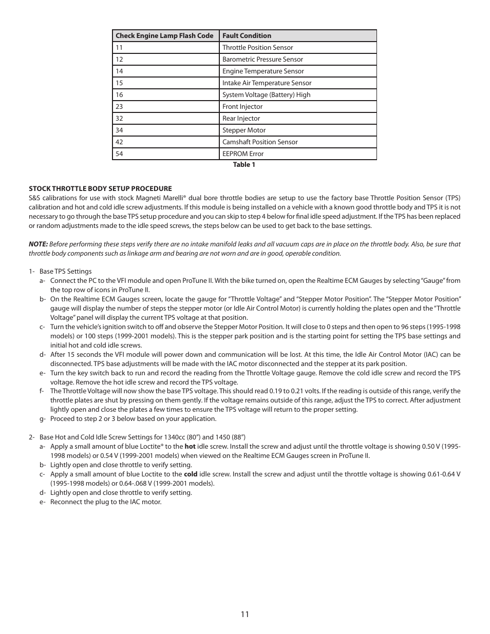 S&S Cycle USB Magneti Marelli Style VFI (Variable Fuel Injection) Module and ProTune II Software User Manual | Page 11 / 12