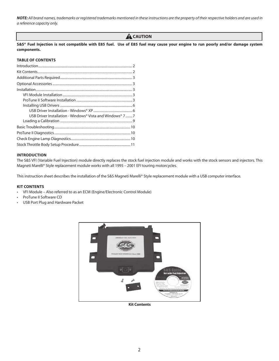 S&S Cycle USB Magneti Marelli Style VFI (Variable Fuel Injection) Module and ProTune II Software User Manual | Page 2 / 12