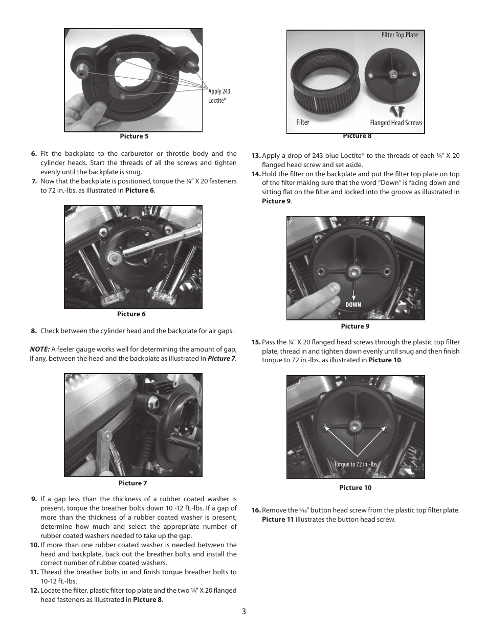 S&S Cycle Stealth Air Cleaner Kit for 1991 and Up Harley-Davidson Sportster with Stock CV Carburetor and Stock EFI System User Manual | Page 3 / 4