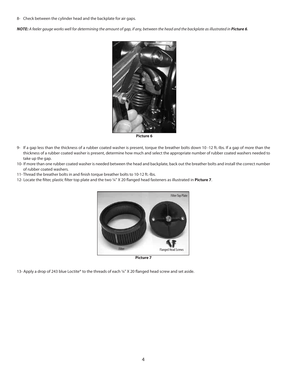 S&S Cycle Stealth Air Cleaner Kit for 1993 and Up Stock CV Carburetor and 2001 and Up Stock Delphi EFI User Manual | Page 4 / 8