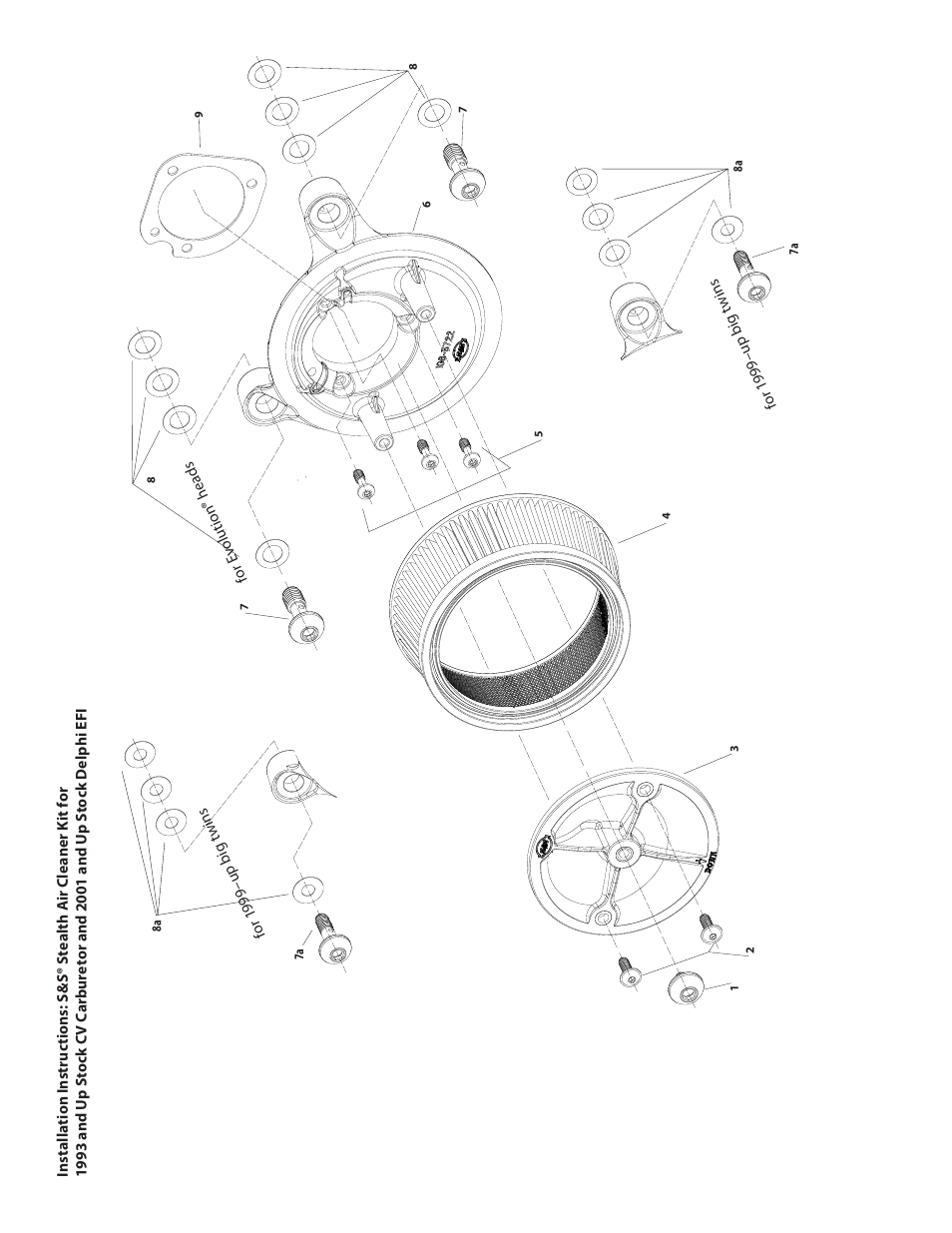 S&S Cycle Stealth Air Cleaner Kit for 1993 and Up Stock CV Carburetor and 2001 and Up Stock Delphi EFI User Manual | Page 6 / 8