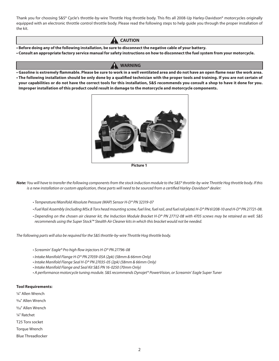 S&S Cycle Throttle-by-Wire Throttle Hog Throttle Body User Manual | Page 2 / 6