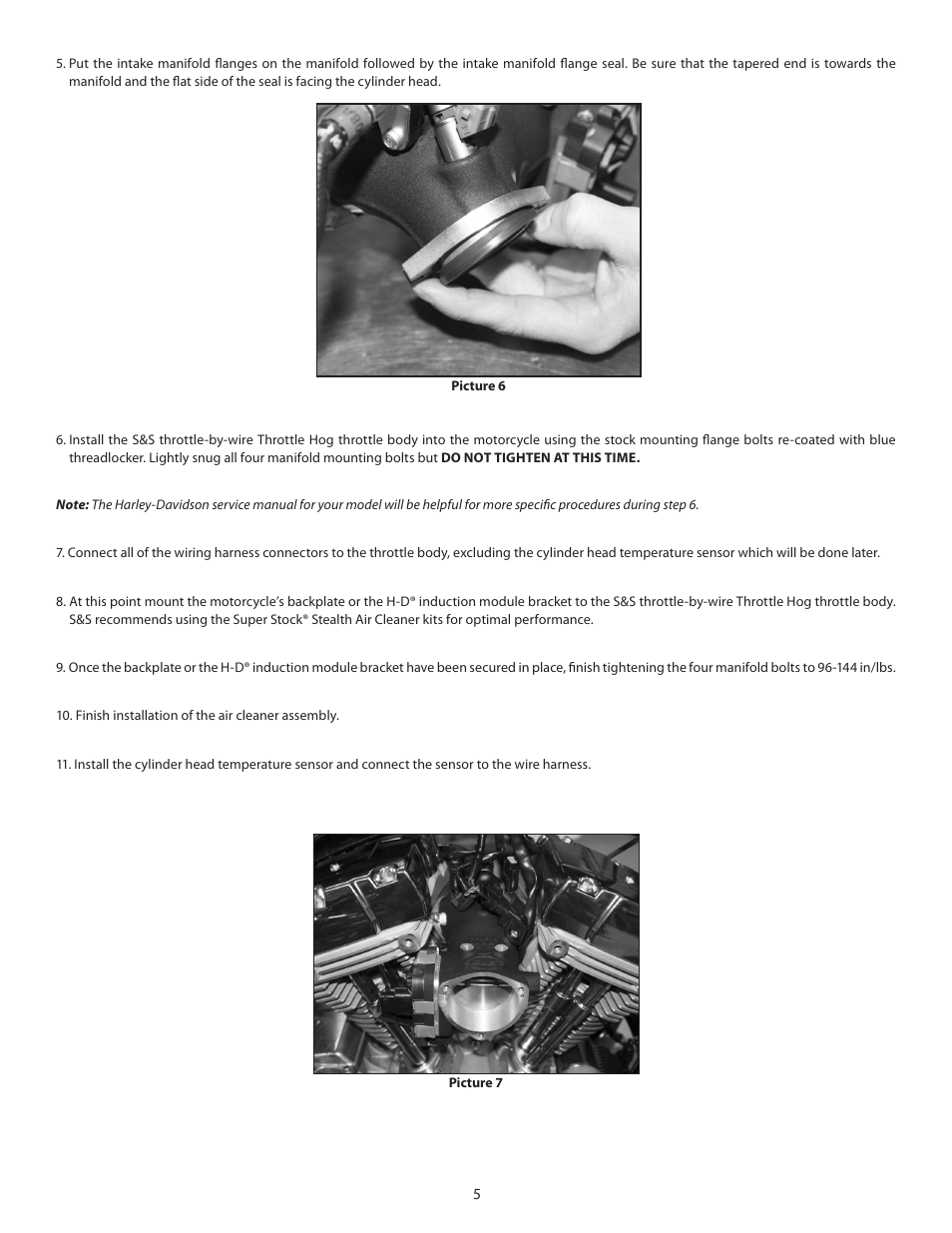 S&S Cycle Throttle-by-Wire Throttle Hog Throttle Body User Manual | Page 5 / 6