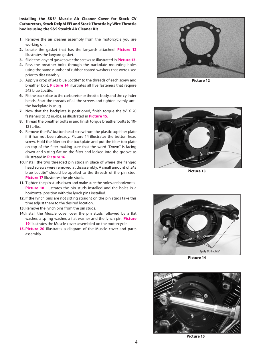 S&S Cycle Stealth Air Cleaner Covers User Manual | Page 4 / 8