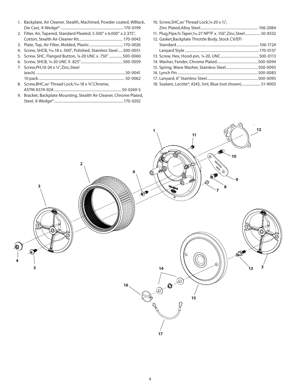 S&S Cycle Stealth Air Cleaners for S&S X-Wedge Engines User Manual | Page 4 / 4