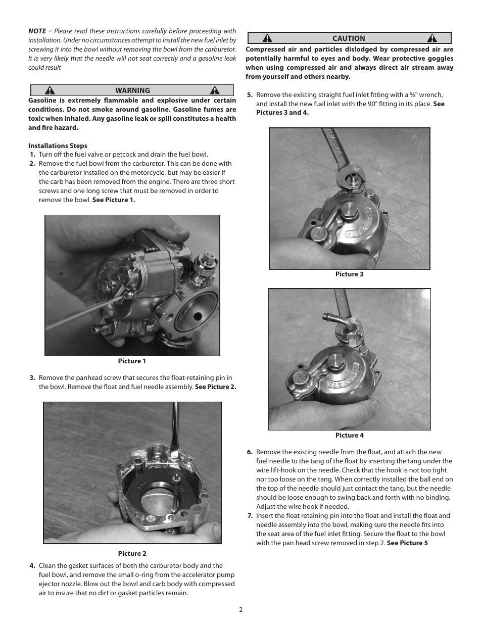 S&S Cycle Fuel Line Conversion Kit for S&S Super E and G Carburetors User Manual | Page 2 / 3