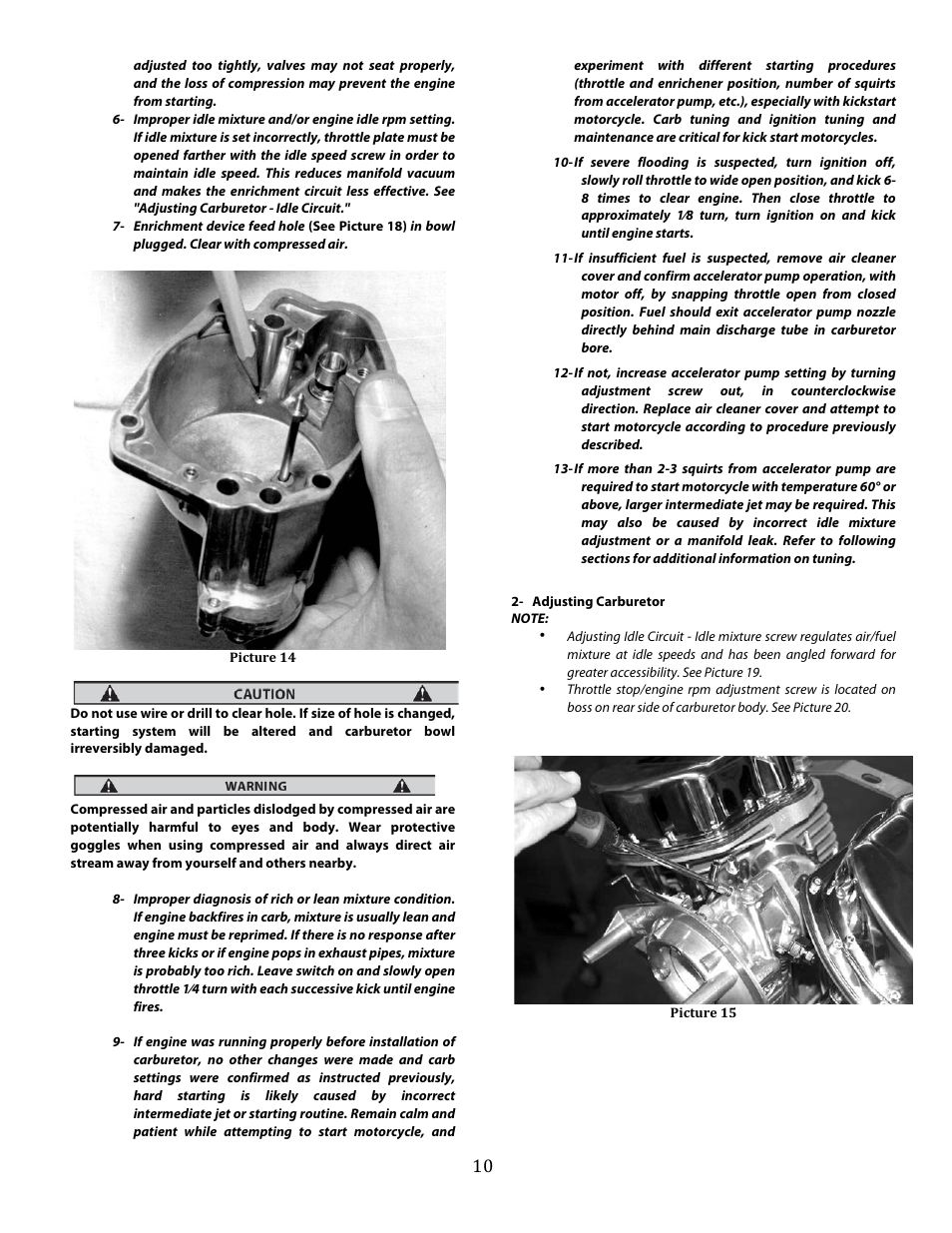 S&S Cycle Super E and G Series Shorty Performance Carburetors for 1936-84 Harley-Davidson Big Twins and 1957-85 Ironhead Sportster Models User Manual | Page 10 / 20