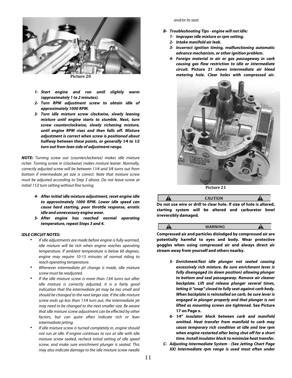 S&S Cycle Super E and G Series Shorty Performance Carburetors for 1936-84 Harley-Davidson Big Twins and 1957-85 Ironhead Sportster Models User Manual | Page 11 / 20