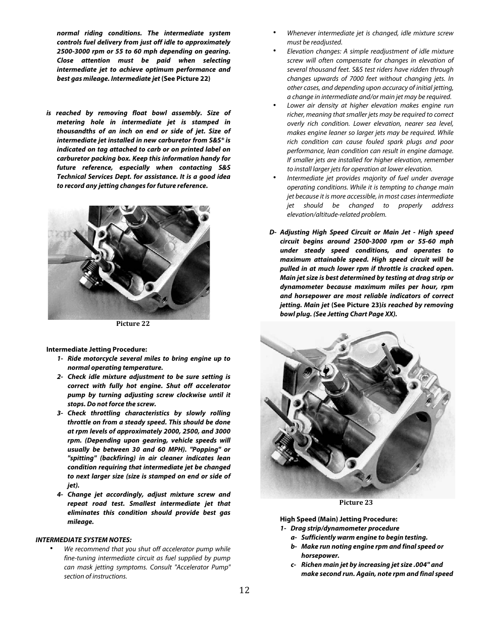 S&S Cycle Super E and G Series Shorty Performance Carburetors for 1936-84 Harley-Davidson Big Twins and 1957-85 Ironhead Sportster Models User Manual | Page 12 / 20