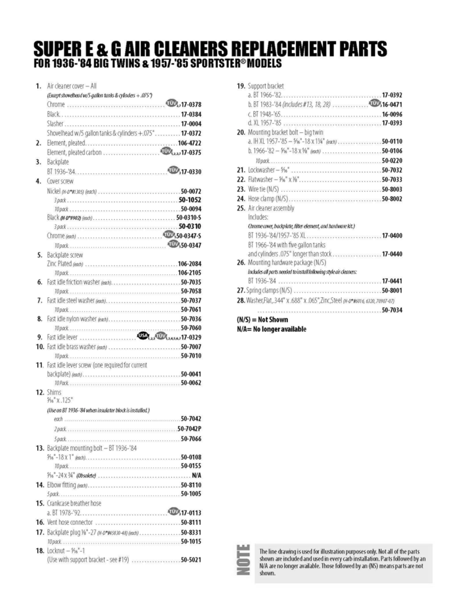 S&S Cycle Super E and G Series Shorty Performance Carburetors for 1936-84 Harley-Davidson Big Twins and 1957-85 Ironhead Sportster Models User Manual | Page 19 / 20