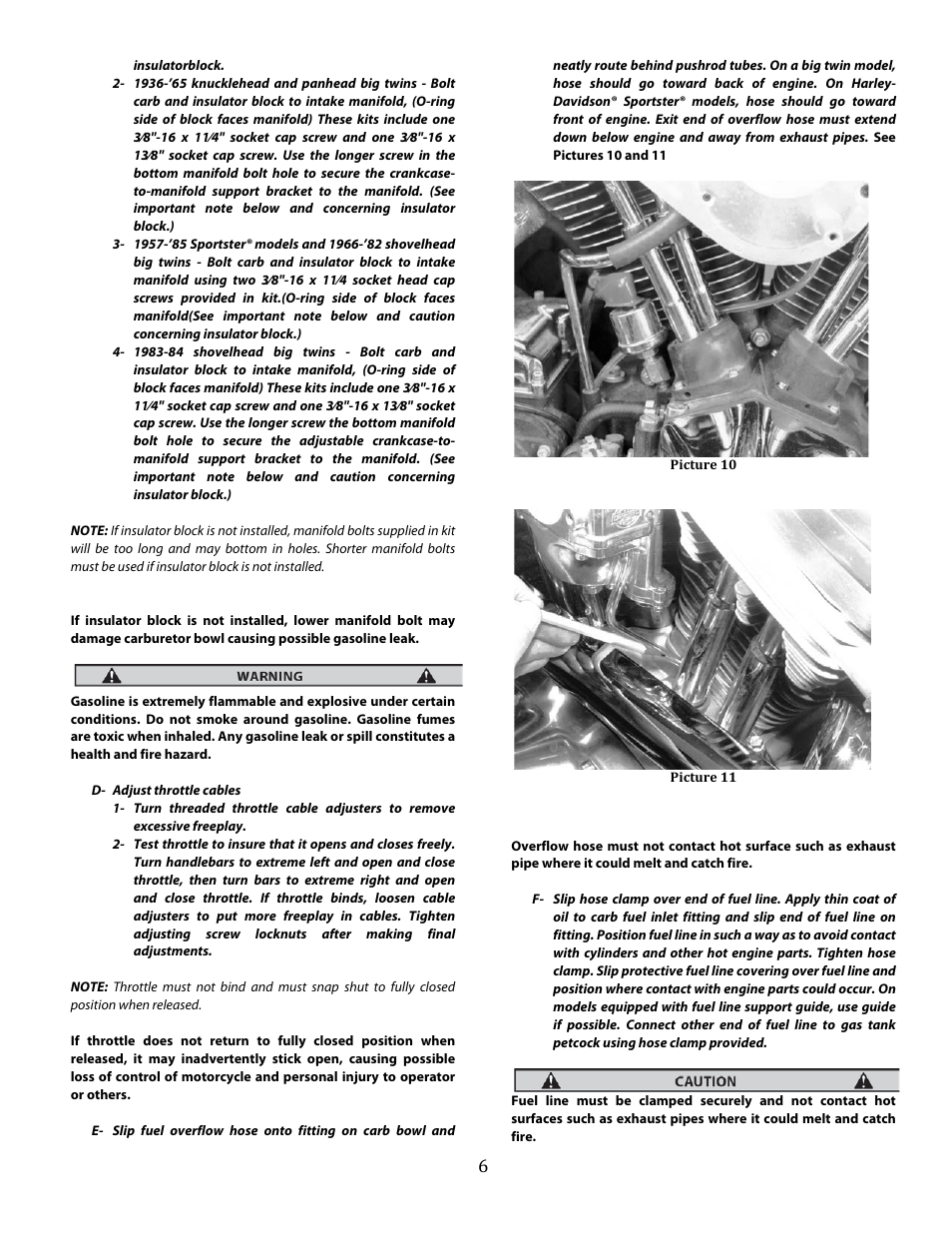 S&S Cycle Super E and G Series Shorty Performance Carburetors for 1936-84 Harley-Davidson Big Twins and 1957-85 Ironhead Sportster Models User Manual | Page 6 / 20