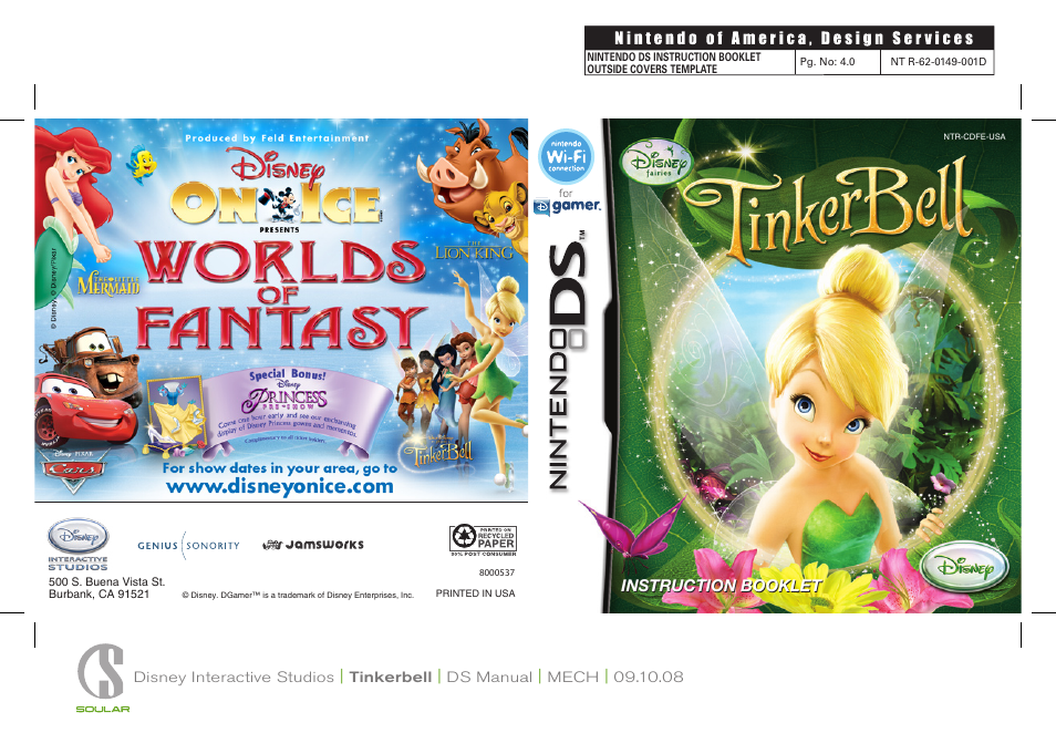 Disney Interactive Studios Disney Fairies: Tinker Bell Nintendo DS NTR-CDFE-USA User Manual | 12 pages