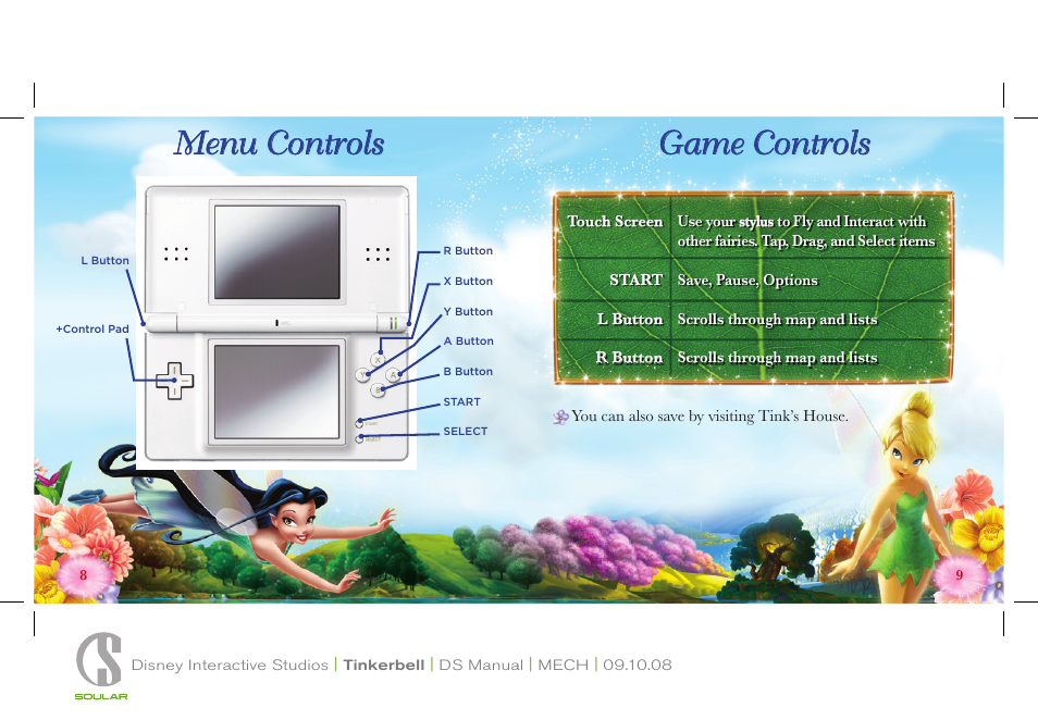 Menu controls game controls | Disney Interactive Studios Disney Fairies: Tinker Bell Nintendo DS NTR-CDFE-USA User Manual | Page 5 / 12