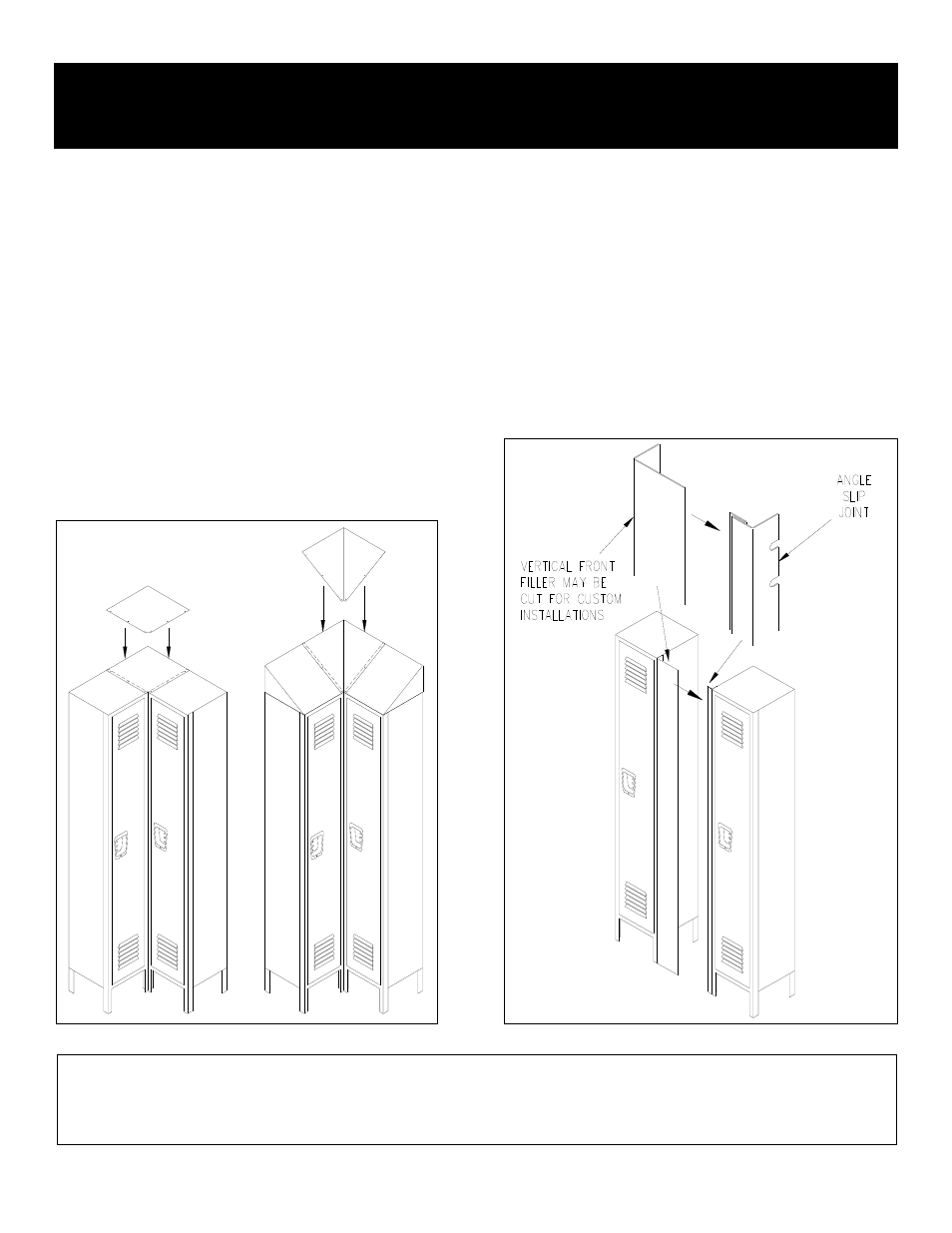 Installation instructions, Salsbury industries, Lockers installation order with fillers | Top fillers – corners, Front fillers - vertical | Salsbury Industries 77000 Series Locker Options User Manual | Page 2 / 7