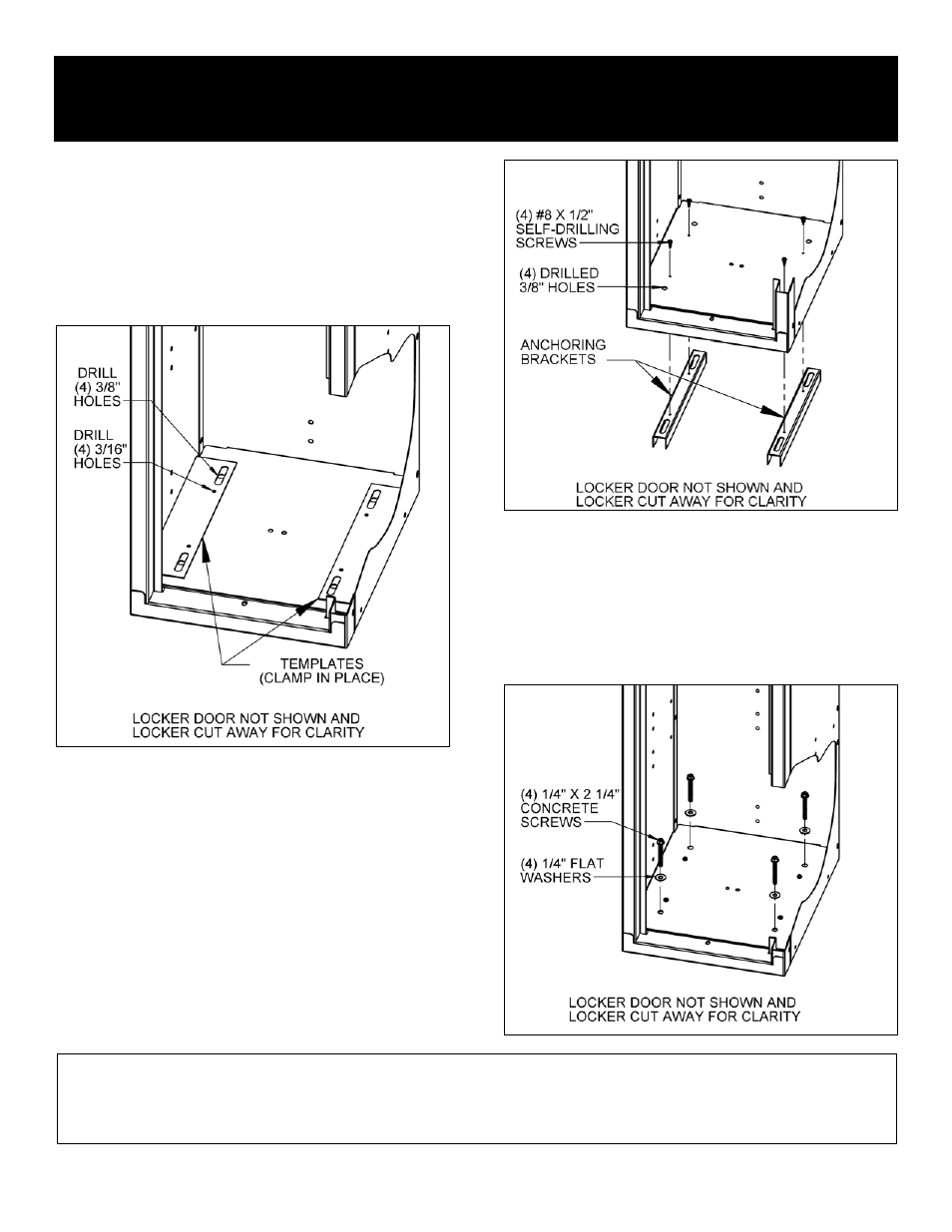 Installation instructions, Salsbury industries, Anchoring brackets - one wide locker without legs | Salsbury Industries 77000 Series Locker Options User Manual | Page 6 / 7