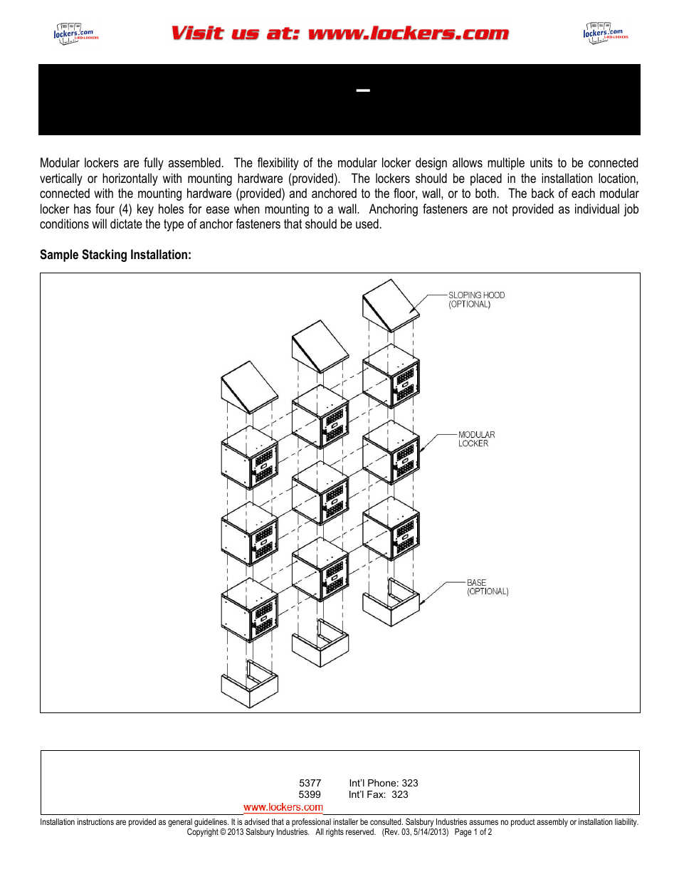 Salsbury Industries 80000 Series Modular Lockers User Manual | 2 pages
